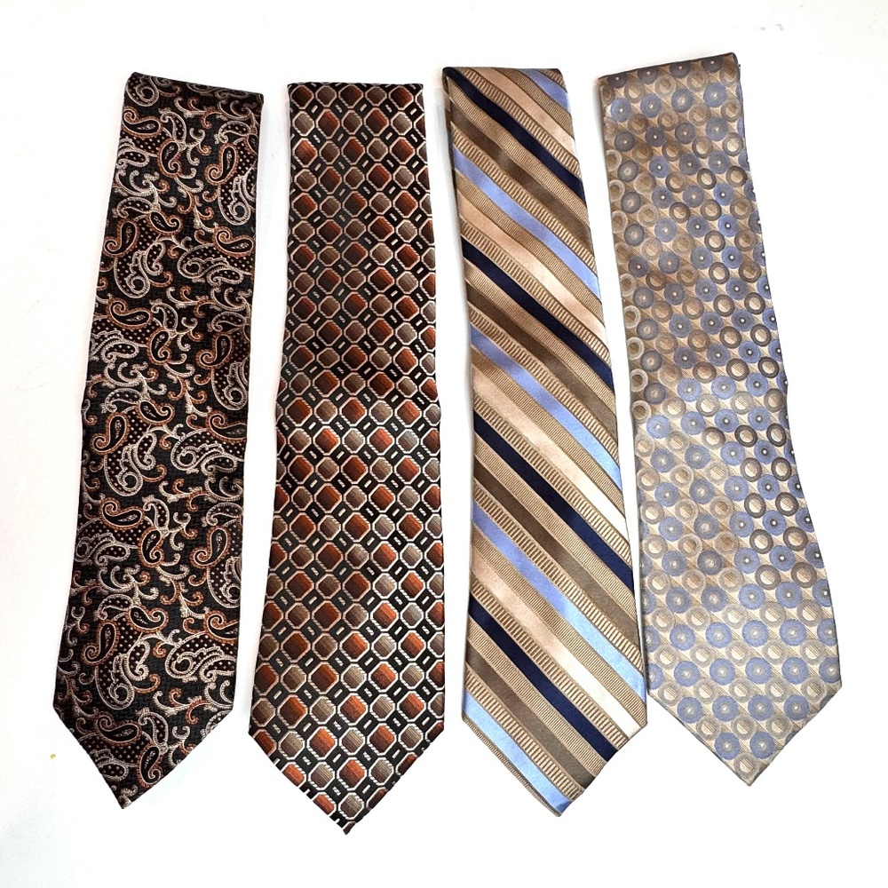 Four Men's 100% Silk Ties Platinum Designs, Jones NY, Etc.